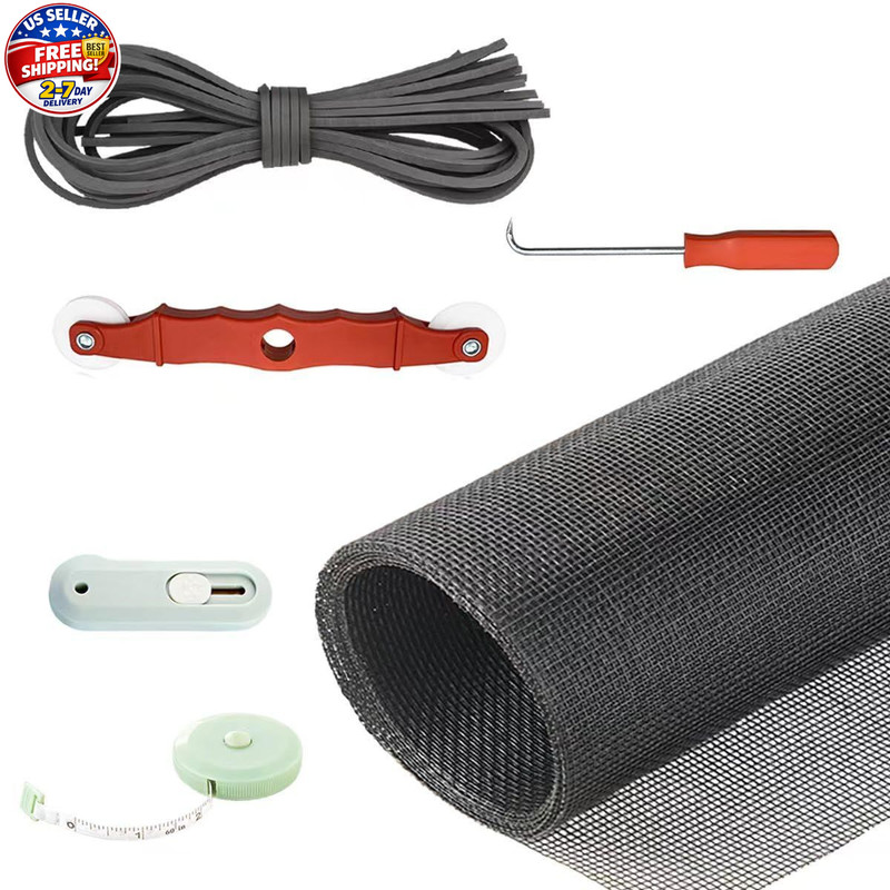 Window Screen Replacement,48″x118″ Screen Repair Kit for Window, Charcoal Fiberg