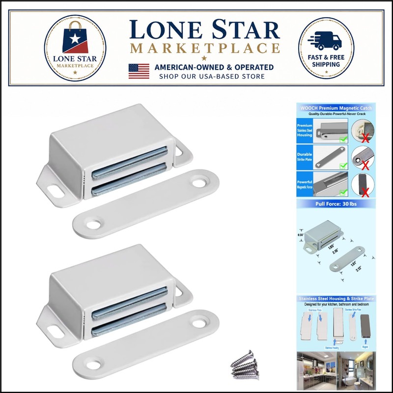 Rustproof Magnetic Door Latch – 2-Pack Heavy Duty Solution for Various Uses