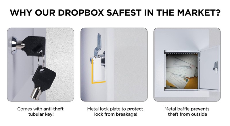 flybold Drop Slot Safes Key Drop Box Mail Slots for Walls Tall Wall Safe gallery