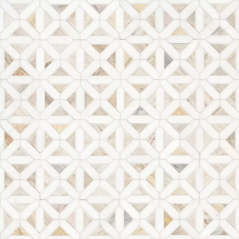 Angora Geometric Pattern 12X12X0.38 In. Polished Marble Mosaic Architectural Lat gallery