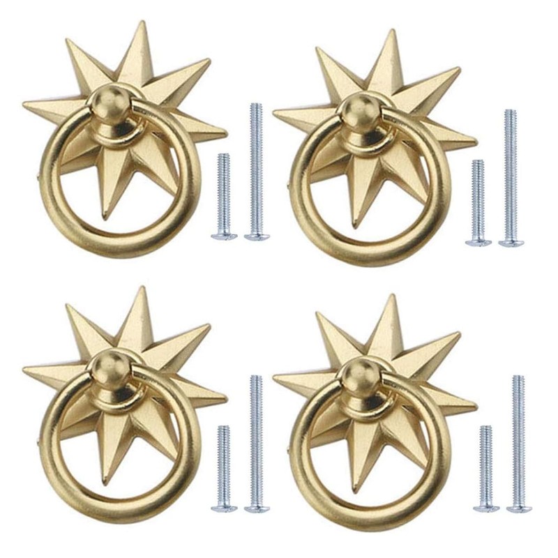 Star Retro Door Knobs 4 Pcs Creative Zinc Alloy Copper Brushed Knob Shoe Clos…