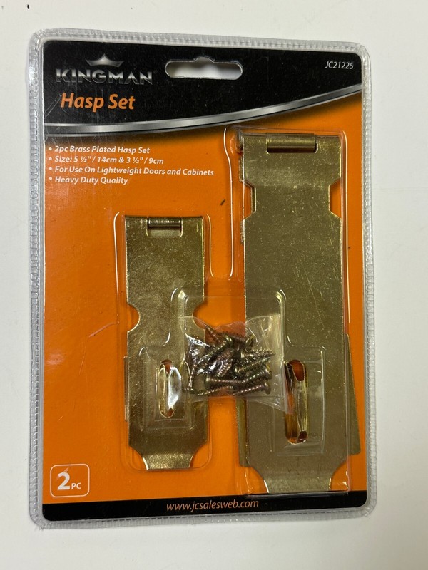 2Pcs Brass Plated Gate Lock Hasp, Safety Packlock Clasp Hasp Lock 5-1/2″ & 3-1/2