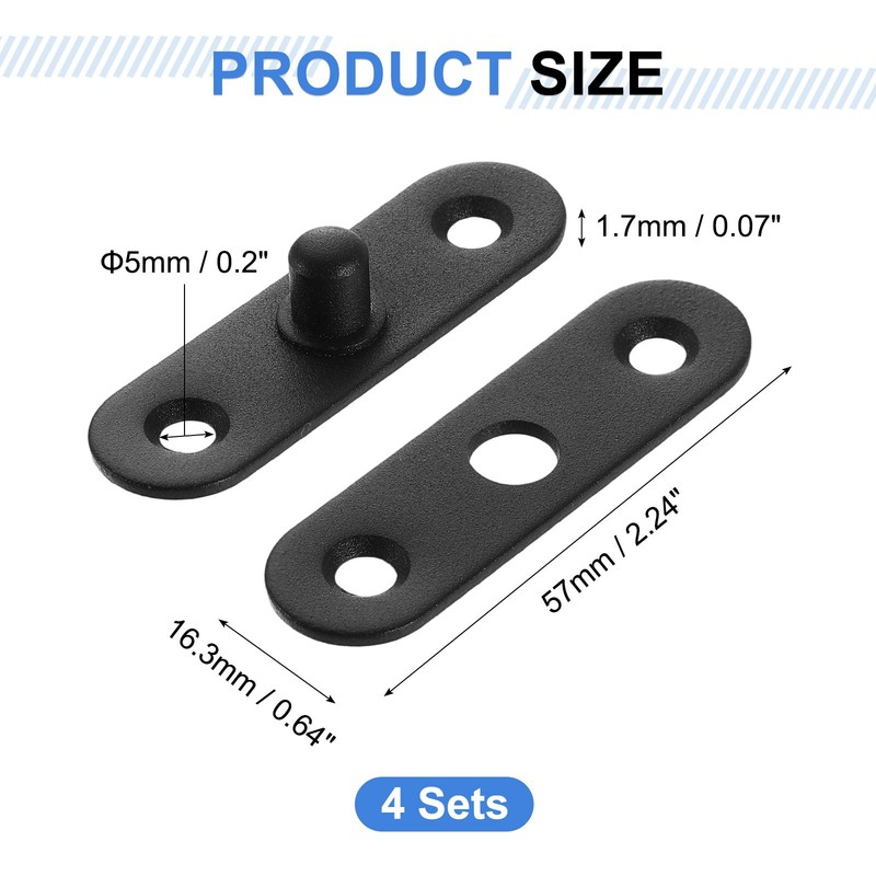 4Pcs 360 Degree Rotating Pivot Hinges 57 x 16.3mm Concealed Hinge Black gallery