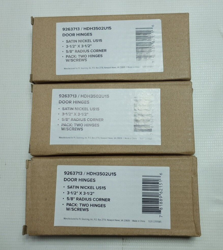 3-1/2 x 3-1/2 5/8″ Radius Corner 6 hinges W/Screws HDH3502U15 Satin Nickel US15