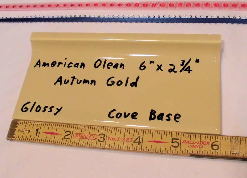 1 pc. *Pale Yellow - Autumn Gold* stack-on cove/base Ceramic Tile 2-7/8" X 6" gallery