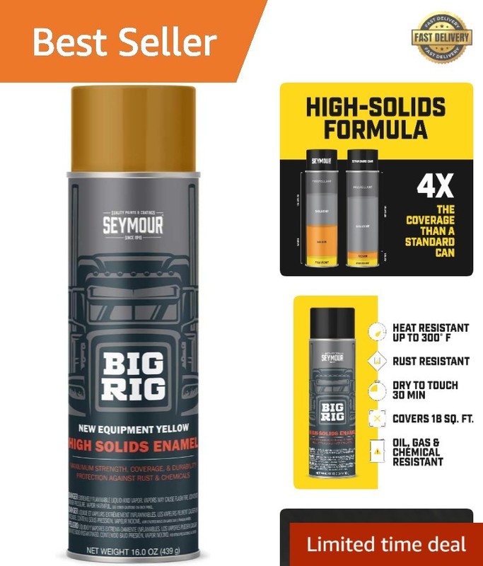 High-Gloss Equipment Yellow Spray Paint 16oz - Rust & Abrasion Resistant Finish