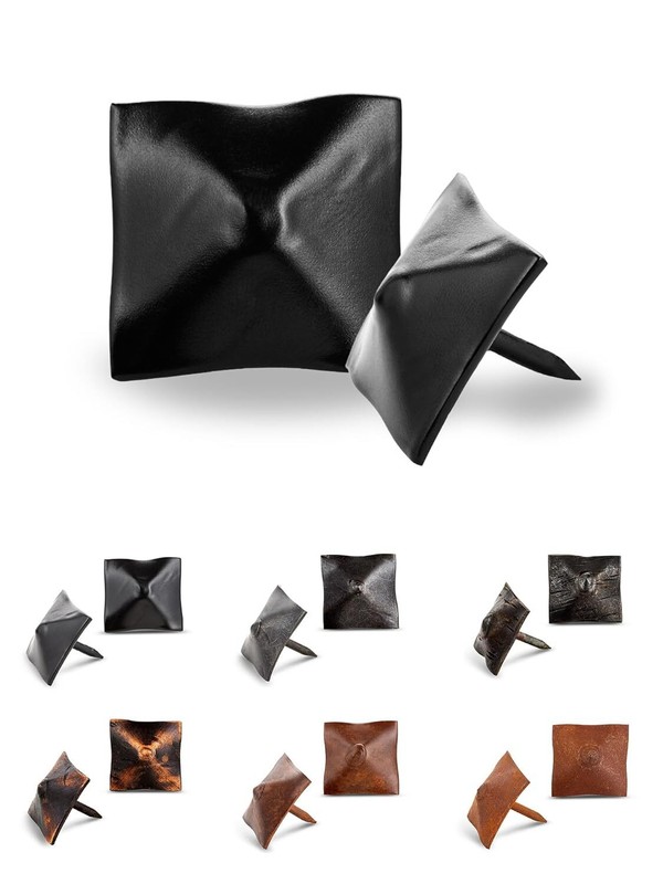 100 Pack Square Pyramid Door Clavos Decorative Nails 1″ Rustic Hammered Iron