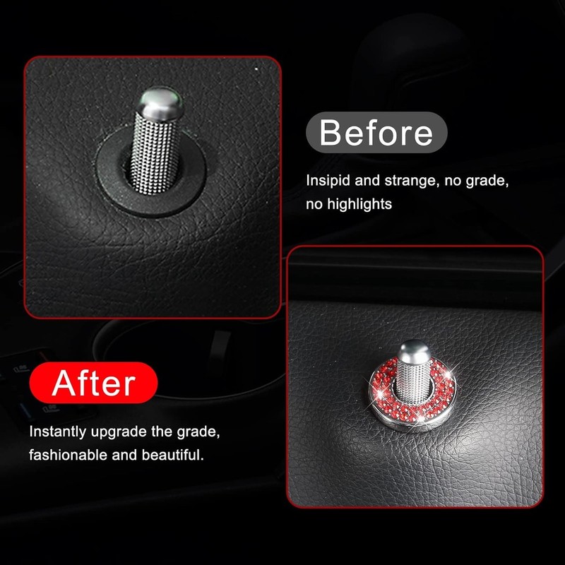 4 Pack Bling Car Inner Door Lock Covers, Rhinestones Pull Rod Bolt Decoration... gallery