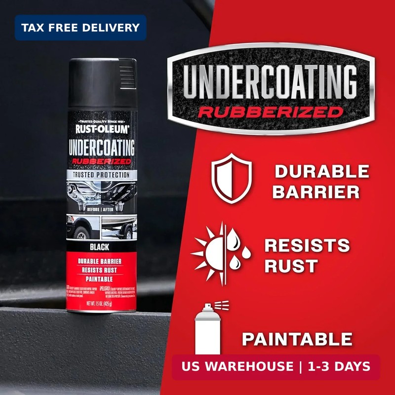 Rust-Oleum 248657-6PK Stops Rust Undercoating Spray, 15 oz, Rubberized Black, 6 gallery