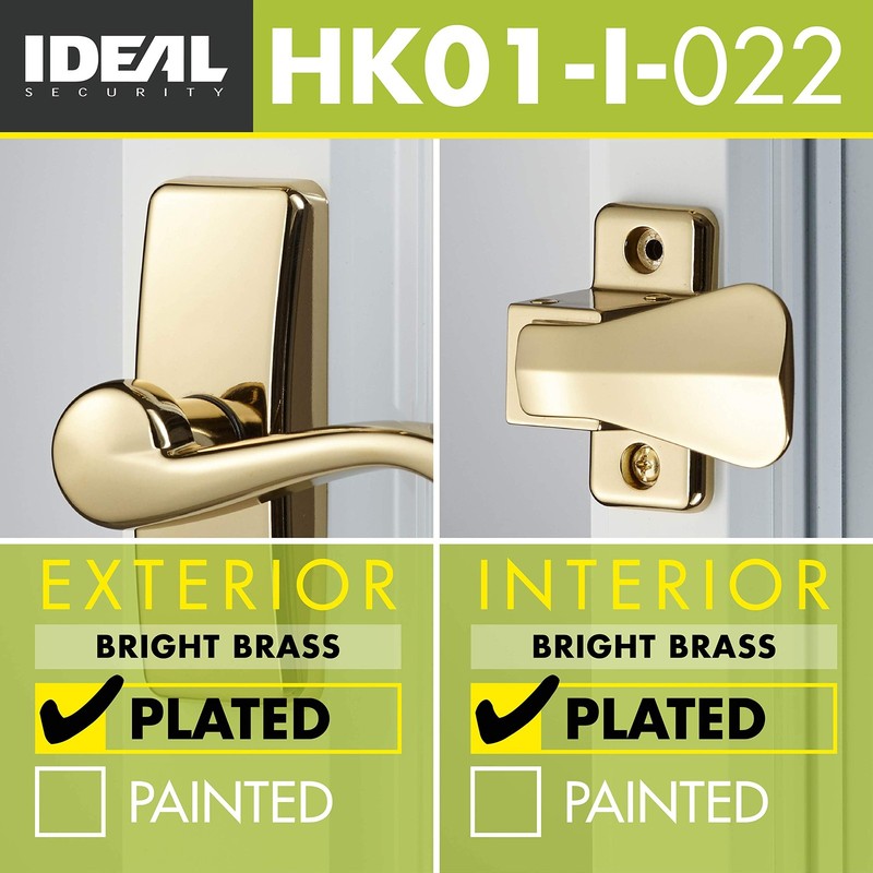 Ideal Security Door Lever with Deadbolt Lock for Storm and Screen Doors, Bright gallery