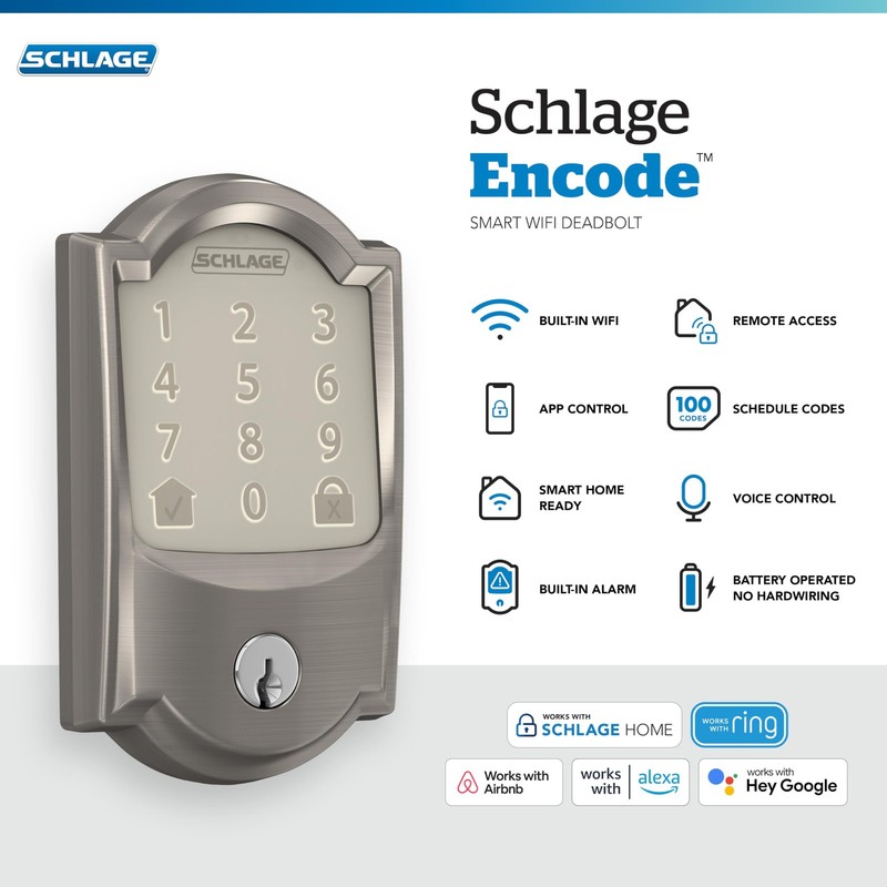 Schlage Encode Smart WiFi Deadbolt Lock for Front Door - Keyless Entry with ... gallery