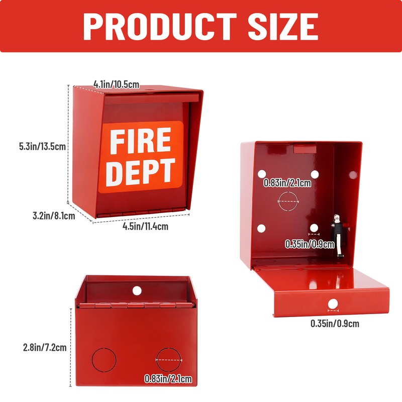 Fire Department Lock Box With Lock Hole Red Heavy Duty Steel ‎Wall Mount gallery