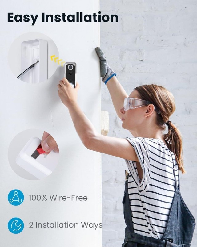 Doorbell Camera Wireless No Subscription, 2K 3MP HD View, 2-Way Talk, with Chime gallery