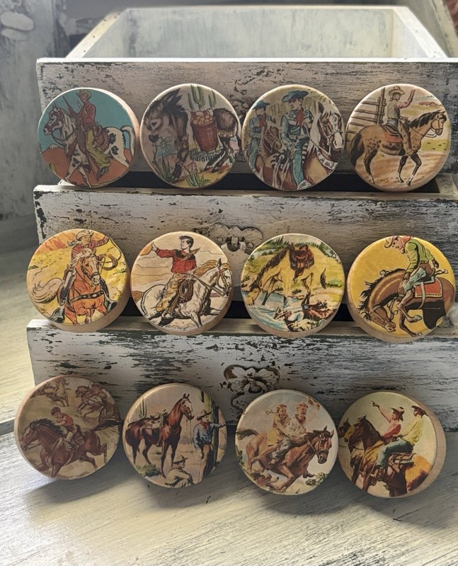 Cowboy Western Storyteller Cabinet Knobs Furniture Drawer Pulls Set Of 12