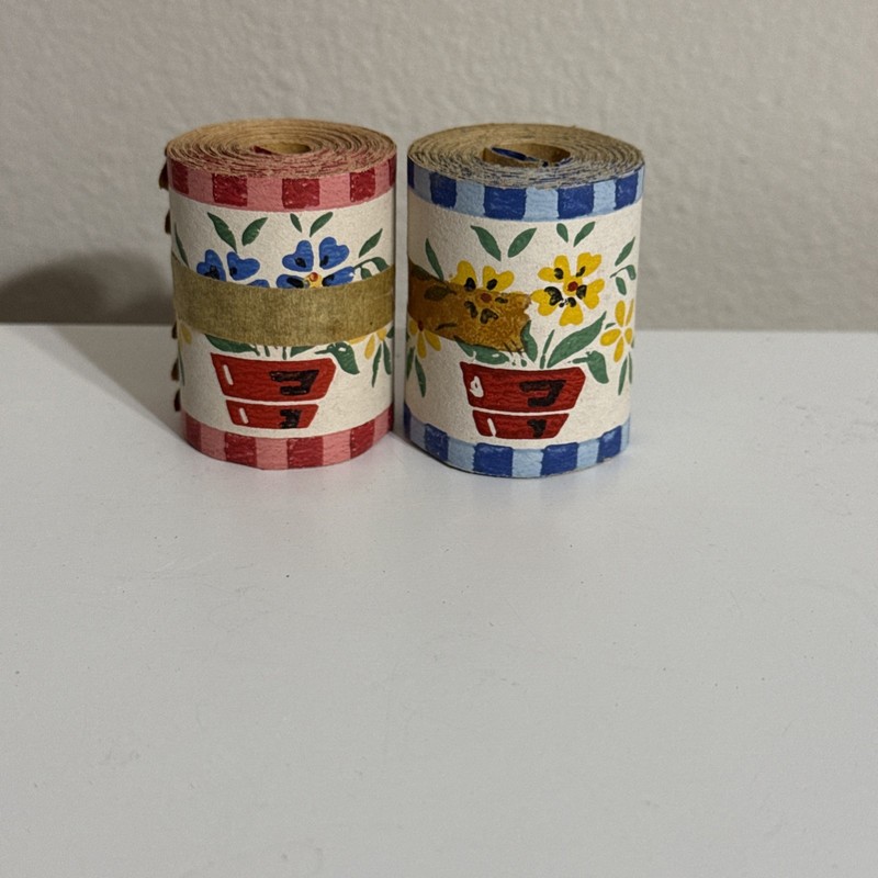 Vintage TRIMZ Wallpaper Border Gingham Red & Gingham Blue 2 Rolls