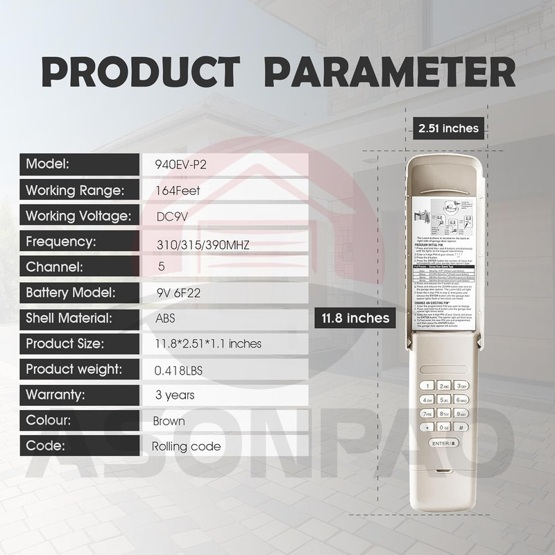 Chamberlain 940EV-P2 Universal Garage Door Opener Keypad【12 Year Warranty】 gallery
