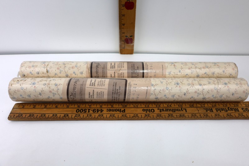 Vtg C&A Wallcoverings Lot of 2 Wall Paper CM4341 Run 4 Floral Pattern