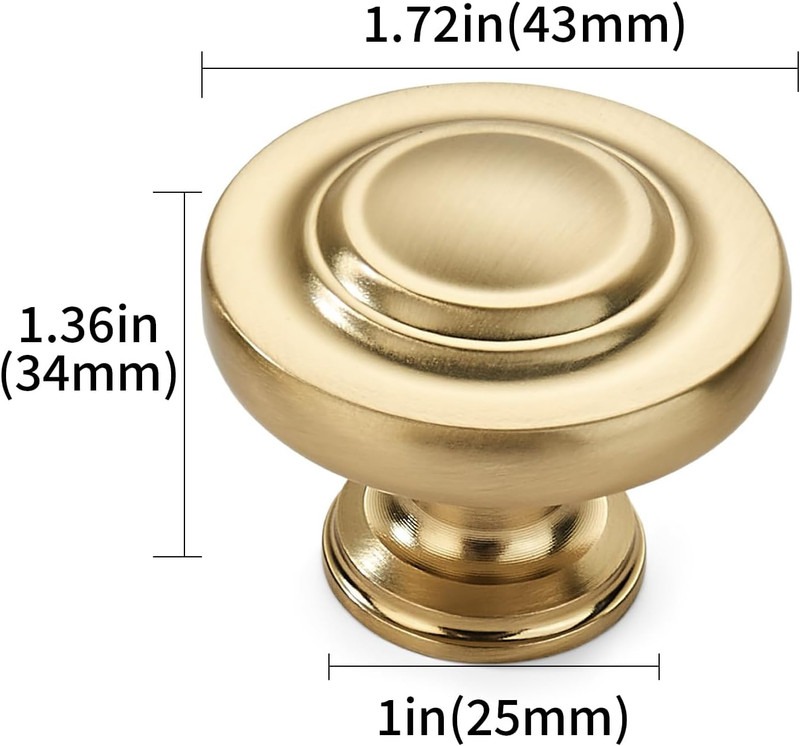 Khtumeware 4 Pack Large 1-3/4 Inch Cabinet Knob, Metal Zinc Alloy Handle, Brushe gallery