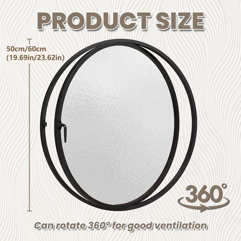23.6" Round Rotating Pivot Window Tempered Glass Flush Mount Metal Frame gallery