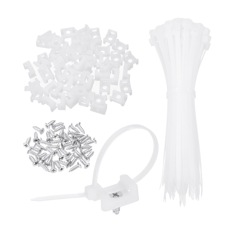 75pcs 0.89″ M6 Mounts Base with 75pcs 6″ Cable Ties & 75pcs M5 Screws, White