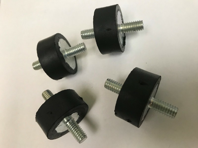 SET OF 4 5/16-18 RUBBER ISOLATOR MOUNTS 1 3/8" DIA 5/8" THICK 5/8" LONG STUDS gallery