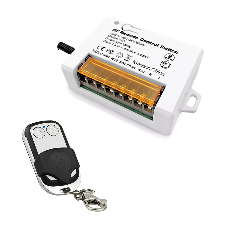 110V 220V 2Ch Relay Receiver Wireless Remote Control Switch for Garage/Gate tt