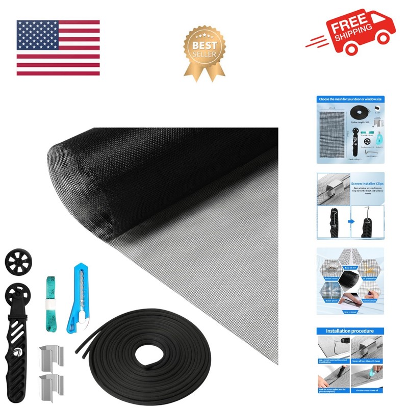 Easy Install 48″x118″ Window Screen Kit: Fiberglass for Homes & Patios