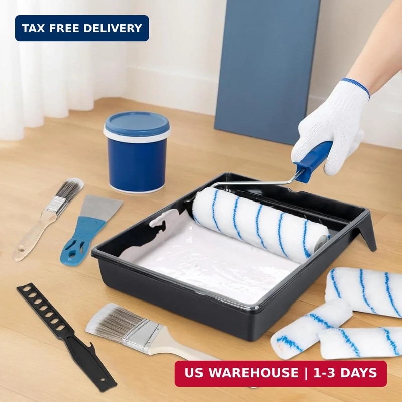 28 PCS Paint Roller Kit with Extension Pole, 4" 9" Paint Roller with Tray, Paint gallery