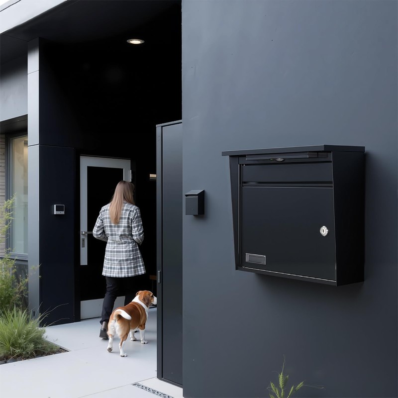 Solar Wall Mount Mailbox for Outside - Auto LED Light at Dusk, Large Locking ... gallery