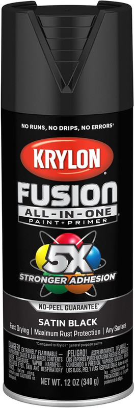 Krylon Fusion All In One Spray Paint Black 12oz Indoor Outdoor Rust