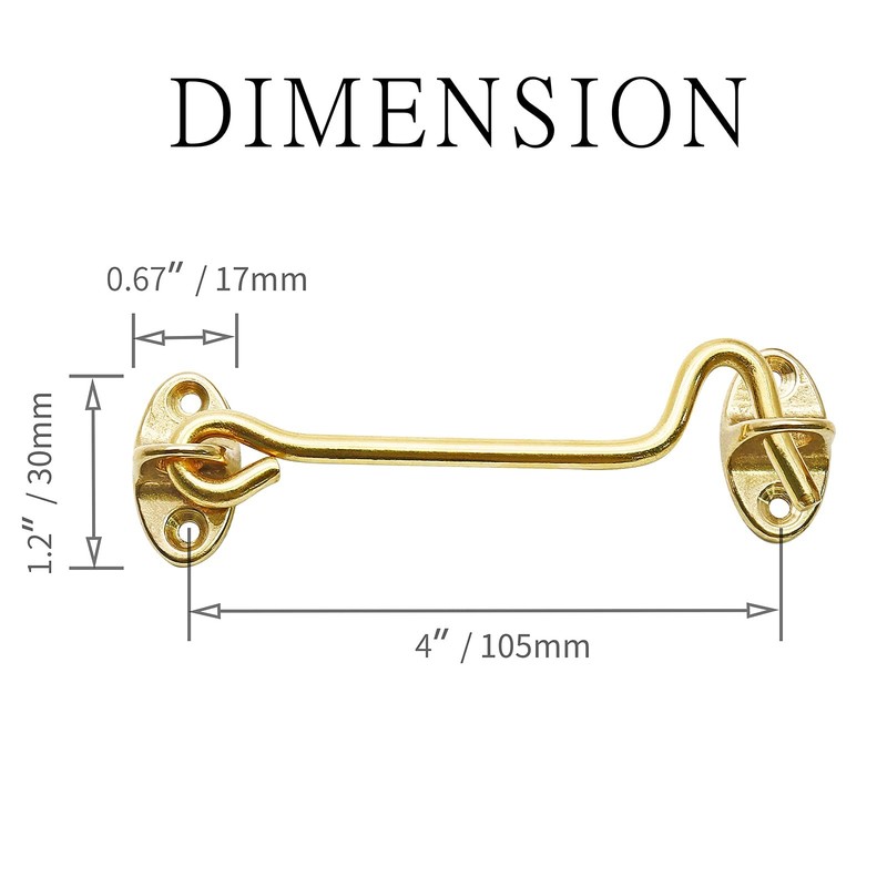 2Pcs Solid Brass Barn Door Lock 4 Inch, Privacy Hook and Eye Latch, Thicken G... gallery