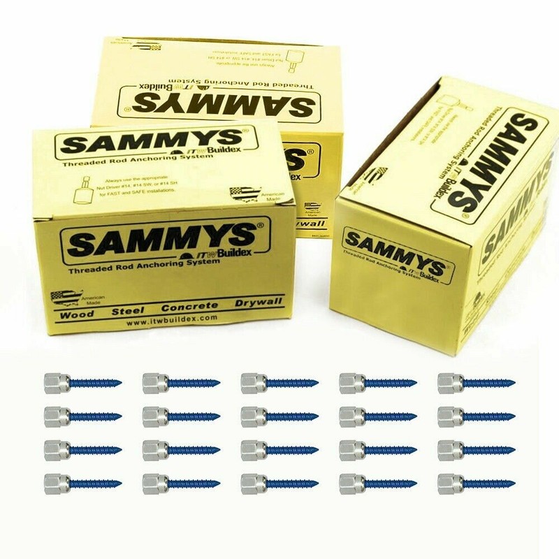 Sammys CST 20 3/8 Inch Vertical Thread Rod 5/16 x 1-3/4 Inch Screw Steel 75 Pcs
