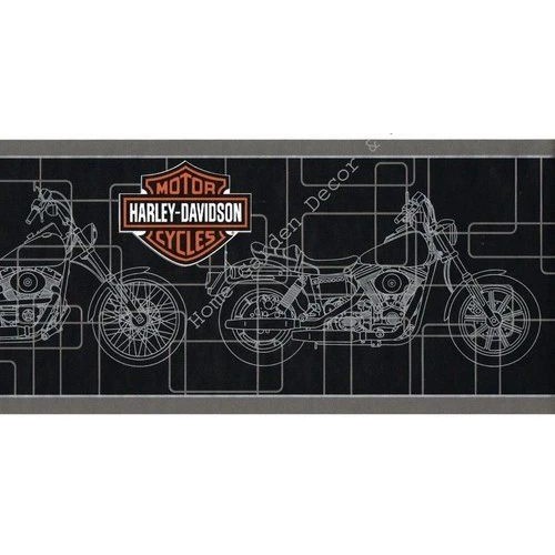 Harley Davidson Motorcycle Engine Wallpaper Border Black Silver 12ft 39963 NEW