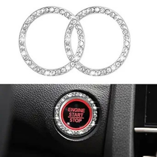 Universal Car Keyless Push Start Button Cover Ring Cap with Rhinestone Decoratio