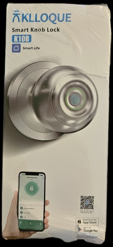 AKLLOQUE Smart Knob Lock K10B Fingerprint App Key Satin Nickel