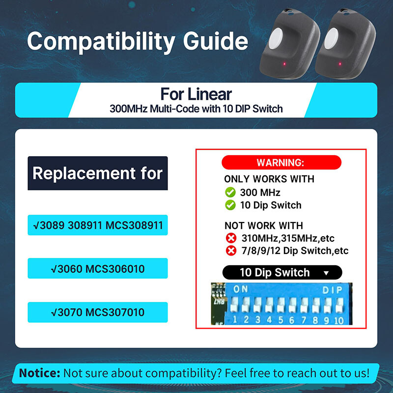 Long Range 130ft Garage Remote For Digi Code 5060 & Eagle EG148/Linear MCS gallery
