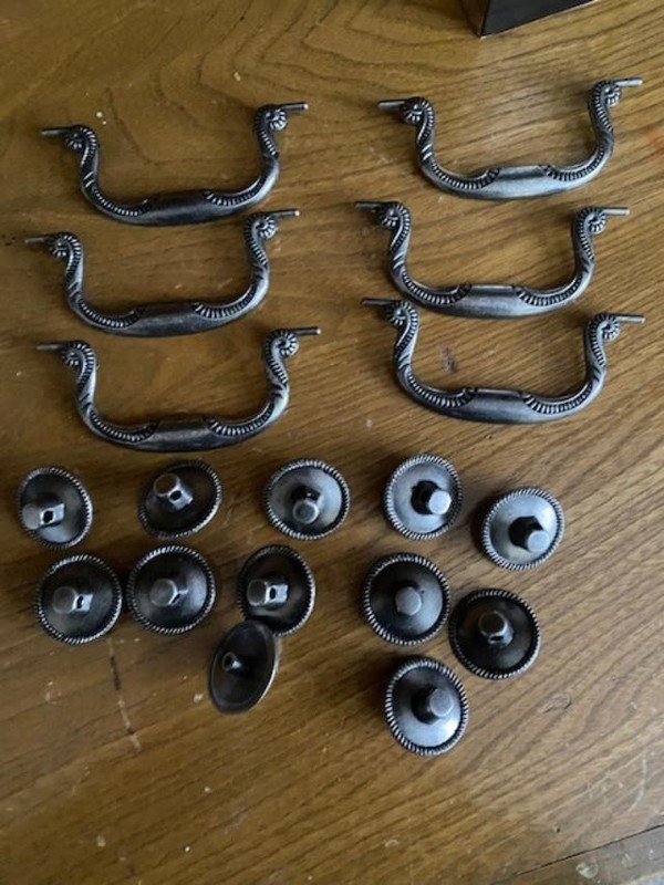 Knocker Bail Pull Cabinet FURNITURE Hardware Drawer 4″ C-C Vintage Silver 8 pcs