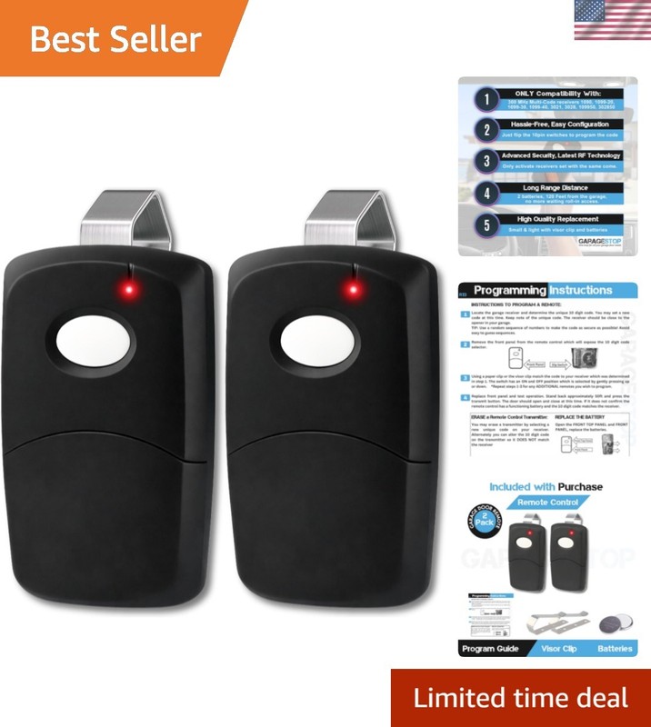 Compact & Lightweight Linear 300MHz Garage Door Remote – 2 Pack with Visor Clip
