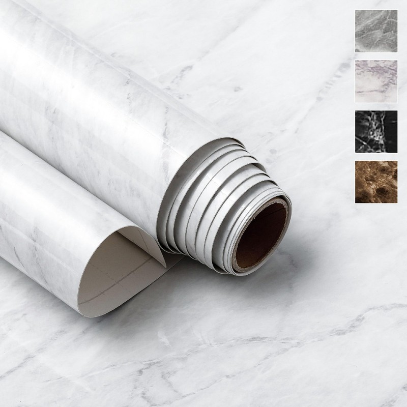 Very Berry Sticker Marble Contact Paper White, 39 x 118, 1 Pack Premium Peel