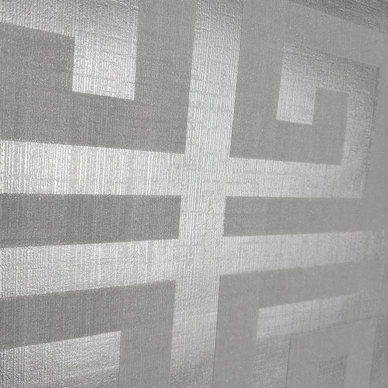 Geometric gray silver metallic matte greek key textured geo wallpaper 3D CR33400 gallery