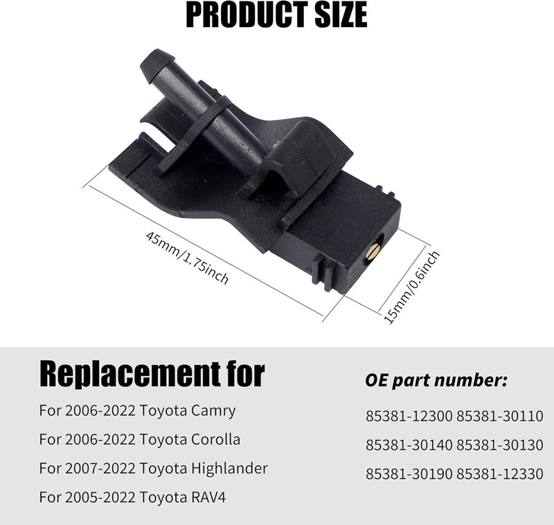 Windshield Washer Nozzle - Compatible with 2006-2022 Camry 2006-2022 Corolla gallery