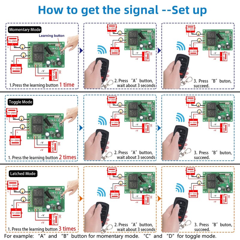433Mhz Universal Wireless Remote Control Switch Secure Radio Frequency 10A gallery