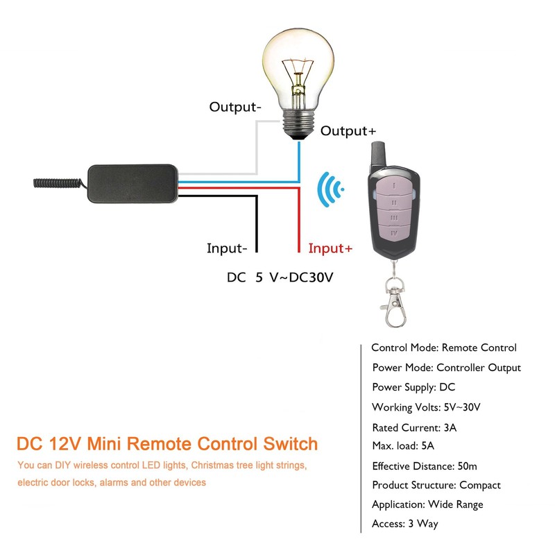 12V Wireless Remote Switch, Mini 1 Channel RF Switch for LED Lights & Motors gallery