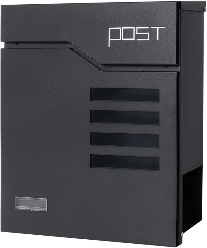 Large Capacity Mailbox with Key Lock, Wall Mount Metal Mail Box with Newspaper C