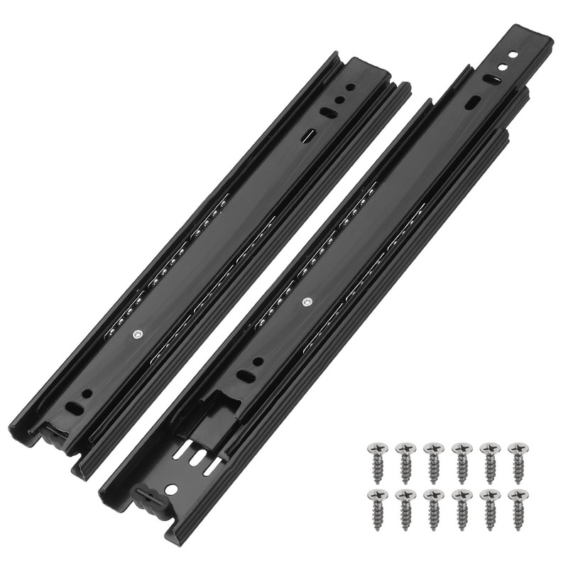 10×1.8 Inch Drawer Slide, 2Pcs Steel Side Mounted Rail with Mounting Screw Black