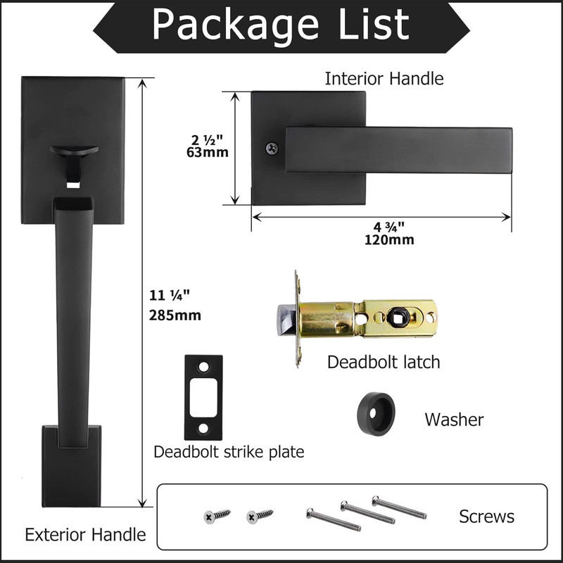 Matte Black Reversible Front Door Handle Set for Right or Left Doors gallery
