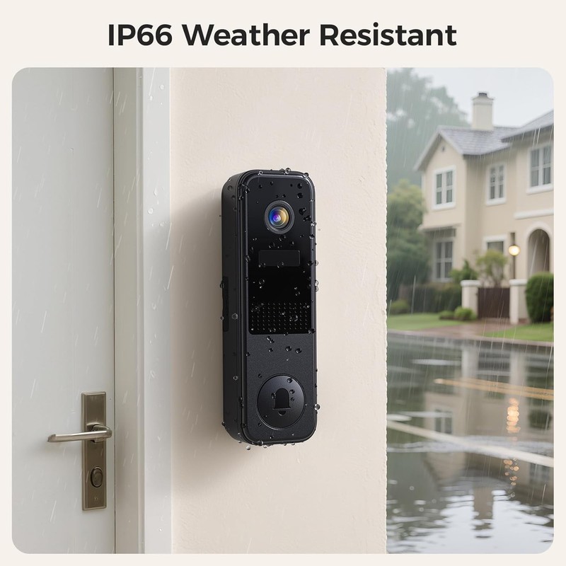 Battery-Powered 2K Doorbell Camera with Night Vision & Real-Time Notifications gallery