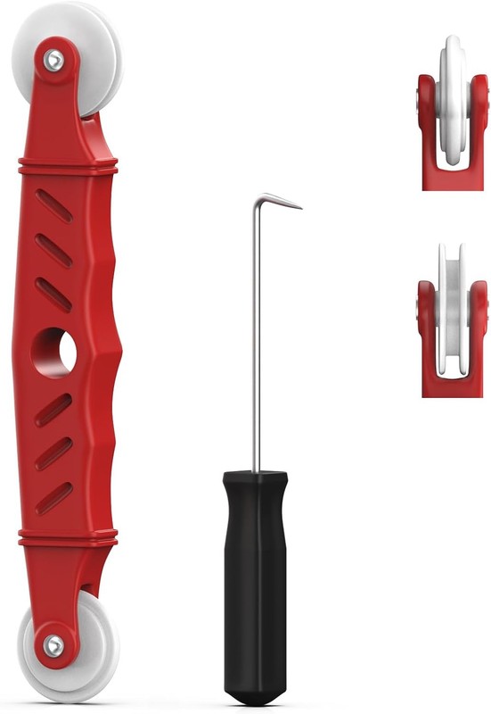 Screen Roller Tool Set with Spline Removal Hook, 2pcs Window Red Durable Screen