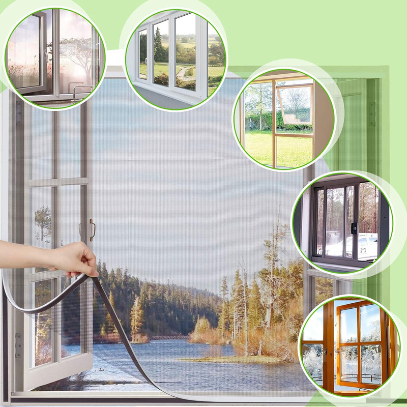 Magnetic Window Screen Adjustable DIY Window Net Fiberglass Fine Mesh Screen Pro gallery