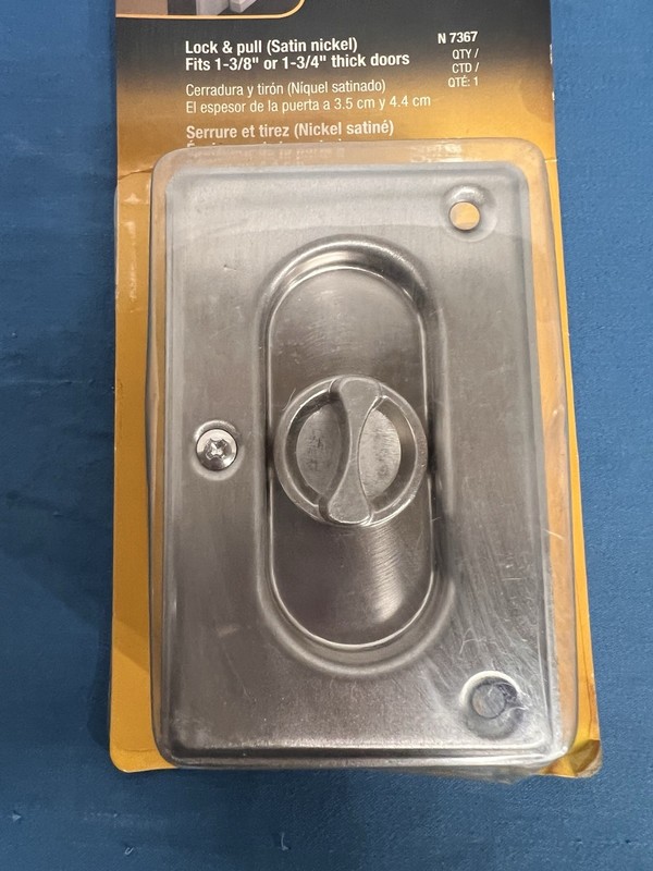 Prime Line Pocket Door Privacy Lock & Pull 3-3/4" tall Satin Nickel N 7367 PLPCI gallery